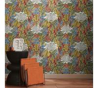Flower Wallpaper Yellow Colourful Wallpaper Living Room Bedroom 394284 - Non-Woven Wallpaper Jungle - 10.05 m x 0.53 m for 5.33 m² - Made in Germany