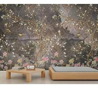 Flower Wallpapers Oriental Art Style Floral Wallpaper Murals for Walls Flying Bird Wallpaper for Boys Room Dark Grey Abstract Geometric Texture Wall Paper for Bedroom Mural Living Room 490X350cm