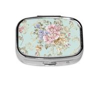 Flower Watercolor Floral Spring,Meta Pill Box 2 Compartment Medicine Case,Portable Organizer