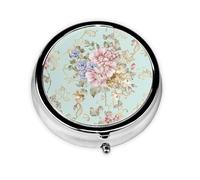 Flower Watercolor Floral SpringMeta Pill Box 3 Compartment Medicine Case,Portable Organizer