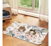 Flower Watercolor Pastel Botanical Pink,Waterproof Pet Feeding Mat,PU Leather Placemats for Cat Dog Water Bowl,Food Mats,40x60cm