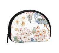 Flower Watercolor Pastel Botanical Pink, Women's Storage Bag Shell Makeup Bag Small Coin Purse Shell Change Pouch