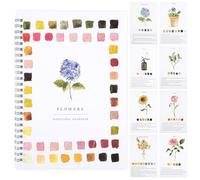 Flower Watercolor Workbook,Water Coloring Book,12 Different Patterns of Original DIY Designs for Beginners Water Color Books Painting Supplies 23 * 16（Without Paint