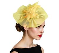 Flower Wedding Races Facinator Mesh Ribbons Feathers on a Headband and Forked Clip Cocktail Tea Party Headwear for Girls Women Fascinators Women, Hair Fascinator Net Hat