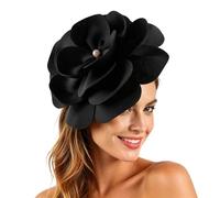 Flower Wedding Races Small Fascinators for Weddings, Headband Fascinator Hat with Clip, Elegant & Mother Of the Bride Vintage Women's Party Net and Feathers Black Fascinators