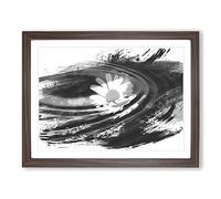 Flower White Daisy Vol.4 V1 Modern Framed Wall Art Print, Ready to Hang Picture for Living Room Bedroom Home Office Décor, Walnut A2 (64 x 46 cm)