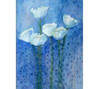 Flower White Tulips On Blue Large Wall Art Print Canvas Premium Poster
