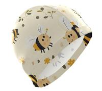 Flower Wild Beige Bee s for Ladies Short Hair Waterproof Swim for Women Hair Protection and Drag Reduction Gorro para Nadar Mujer