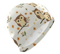 Flower Wild Beige Owl Bird Swimming for Unisex Adults Short Hair Waterproof caps for Swimming Hair Protection and Drag Reduction Gorro de natación para Hombre