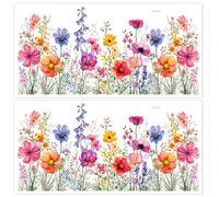 Flower Window Clings, 2Pcs Window Cling Sticker, 12x24 Inch Double-Sided Flower Stickers, Decal for Home
