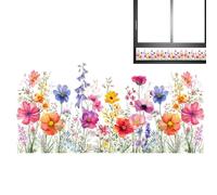 Flower Window Sticker - Window Decoration Stickers, Removable Window Stickers, Blue Flower Wind Chime Design, Can Be Seen From Both Sides, Creates A Seasonal And Refreshing G
