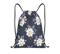Flower With White And Pink Flowers Dark Blue Background Sackpack Design Drawstring Gym Unisex String Bag For Men Shopping Yoga 39X46Cm