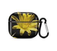 Flower with Yellow Bluetooth Earbuds Case Cover Full Body Shockproof Protection Hard Case Support Wireless Charging with Keychain Personalized Gift for AirPods 3