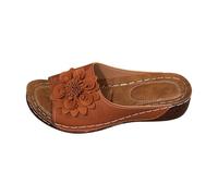 Flower Women's Slippers Open Toe Flatform Sandals for Women Wide Fit Barefoot Shoes Womens Slip On Ladies Beach Shoes Slip-On Girls for Women UK Wide Fit Women's Sandal & Slides Womens Slipper Brown