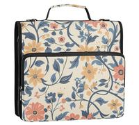 Flower World 3 Rings Zippered Binder Bag with Shoulder Strap & Handle Includes Zip Pocket Document Organizer for School and Office Cremallera de carpeta