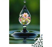 Flower World in Water Drop 1000 Pc Cardboard Micro Flower Puzzle Bundle Collectors Ultra Difficult Travel Compact Gift for Lovers & Couples 52x38cm/1000pcs