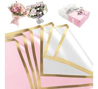Flower Wrapping Paper 2 Colors Flower Bouquet Wrapping Papers Flowers Pink Flowers White Wrap Paper Sheet, 58cm, 20 Sheets Pink and White FlowerWrap Chocolate Bouquet Kit