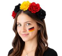 Flower Wreath Germany Black Red Gold - Headband with Flowers for Women & Girls - Fan Item for Football, European Championship, World Cup, Public Viewing - Flower Decoration for Party, Festival
