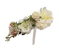 Flower Wreath Headband for Women, Floral Garland for Bridesmaid, Artificial Flowers Crown, Flower Headband Hair Accessories for Wedding Party, Travel Photography, Accessories Hair, Adjustable, White