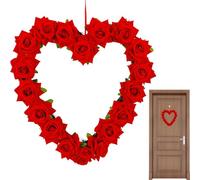 Flower Wreath - Silk Heart Crown | Artificial Rose Crown 34x32x6cm, Heart Shaped Rose Flower Garland, Decorative Rose Flower Wreaths for Family, Large