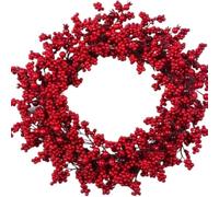 Flower Wreath Simulation Pine Needles, red Fruit Pine Wreath Suitable for Front Doors, Walls, Windows, Homes, Outdoor, Christmas Decoration