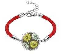 Flower Yellow Chrysanthemum Flower Lucky Red String Bracelet Rope Bracelet Handmade