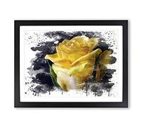Flower Yellow Rose No.6 V3 Modern Framed Print | A2 Black Framed Wall Art | Ready to Hang | Modern Floral Picture | Living Room Bedroom Lounge Office