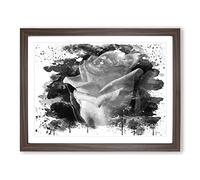 Flower Yellow Rose Vol.6 V4 Modern Framed Wall Art Print, Ready to Hang Picture for Living Room Bedroom Home Office Décor, Walnut A4 (34 x 25 cm)