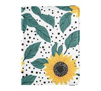 Flower Yellow Sunflowers Teal Leaves Leather Passport Holders Card Holder Passport Case Passport Holder Case Waterproof, flower yellow sunflowers teal leaves, One Size
