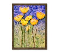 Flower Yellow Tulips Large Framed Art Print Wall Poster 18x24 inch