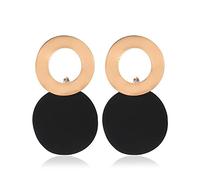 floweragrant Women Silver Earrings, Earing Round Gold Plate Earrings Fashion Geometric Disc Stud Earrings Earings Jewelry Pendientes Gift Sister, Daughter, Mother On Birthday/Valen, 2 black