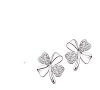 floweragrant Women Silver Earrings,Stud Earrings Exquisite Four-Leaf Clover Zircon Stud EarringsWomen Silver Color Earring Earings Jewelry Earing Brincos Gift GiftsGirlfriend,Wife,Sister,Daughter,Mo