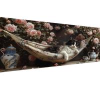 Flowerbed Diamond Art Kits for Adults, DIY Full Drill Diamond Painting Cat Kits for Beginners, Premium Gem Crafts Embroidery Pictures for Home Decoration, Mothers Day Gifts for Mum, 100x200cm Y1-676
