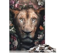 Flowered Lion Puzzle Jigsaw Creative Puzzles For Grown Ups 500 Piece Jigsaw Puzzles For Adults And Teenagers Jigsaw Puzzle Educational Toys Gift 500pcs (52x38cm)