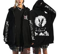 flowereyes Anime Death Note Zipper Hoodie Sweatshirt Yagami Light Cosplay Cardigan Sweatshirt L·Lawliet Casual Zip Up Hoodie Jacket for Men Women