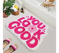 flowereyes Get Naked Bath Mat Creative Letter Design You Look Good Playful Irregular Pattern Non-Slip Floor Mat Soft Decorative Doormat