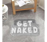 flowereyes Get Naked Bath Mat Non-slip Washable Mat Creative Letter Design Fun Irregular Shape Soft Doormat