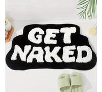 flowereyes Get Naked Bath Mat Non-slip Washable Mat Creative Letter Design Fun Irregular Shape Soft Doormat