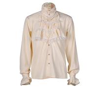 flowereyes Men's Renaissance Steampunk Victorian Blouse Jabot Collar Medieval Pirate Costume Victorian Cosplay Gothic Vampire Shirt Renaissance Lace Ruffle Tops Yellow