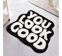 flowereyes You Look Good Bath Mat Non-slip Washable Mat Creative Letter Design Fun Irregular-Shaped Rug