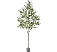 FLOWERGIRR Faux Olive Tree 7ft, Artificial Olive Tree Indoor with Realistic Leaves Fruits, Fake Olive Trees Potted Topiary Tree with Dried Moss for Home Office Living Room Bedroom Stairs Foyer Decor