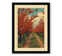 Flowering Avenue in Perspective Japandi Framed Wall Art Print A3 (42×29.7cm) Black, Wall Decor for Living Room, Bedroom, Office & Home, Ready to Hang, Art Gift