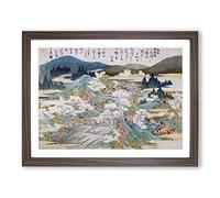 Flowering Cherry Trees By Katsushika Hokusai Asian Japanese Framed Wall Art Print, Ready to Hang Picture for Living Room Bedroom Home Office Décor, Walnut A4 (34 x 25 cm)