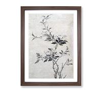 Flowering Crab Apple Tree By Shen Zhou Asian Japanese Framed Wall Art Print, Ready to Hang Picture for Living Room Bedroom Home Office Décor, Walnut A4 (34 x 25 cm)