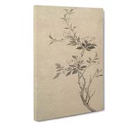 Flowering Crab Apple Tree by Shen Zhou Painting Canvas Print | Gallery Wrapped 30mm Frame Wall Art | 30x20 inches | Ready to Hang | Contemporary Landscape Picture | Living Room Bedroom Lounge Office