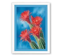 Flowering Desert Bloom Botanical Framed Wall Art Print A1 (84.1×59.4cm) White, Wall Decor for Living Room, Bedroom, Office & Home, Ready to Hang, Art Gift