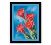 Flowering Desert Bloom Botanical Framed Wall Art Print A2 (59.4×42cm) Black, Wall Decor for Living Room, Bedroom, Office & Home, Ready to Hang, Art Gift