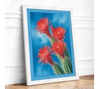 Flowering Desert Bloom Botanical Framed Wall Art Print A4 (29.7×21cm) White, Wall Decor for Living Room, Bedroom, Office & Home, Ready to Hang, Art Gift