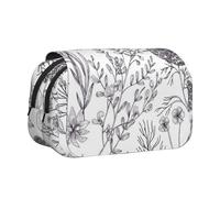 Flowering Herbs and Herbaceous Plants Flip-Top Double-Layer Pencil Case,Large Capacity (Holds 50 Pens/Pencis),Full-Print Durable Polyester School Office Supplies
