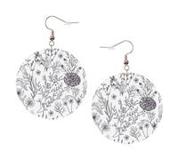Flowering Herbs And Herbaceous Plants Leather Round Earrings Daily Accessories Working At Work Women'S Fashion